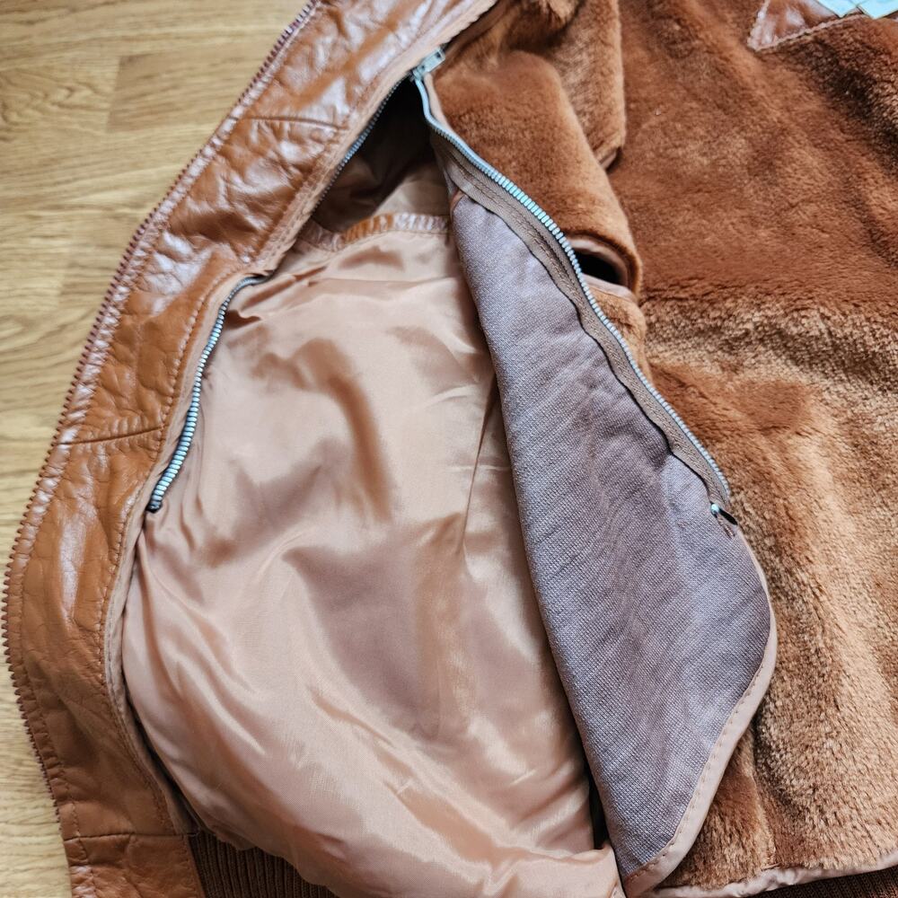 Vintage Bermans Leather Jacket Mens Size 46 Brown Removable Liner Bomber Biker - Picture 14 of 14